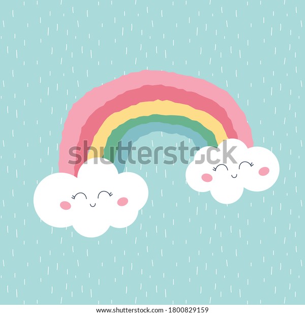 Rainbow Childrens Room Wall Decorcute Baby Stock Vector (Royalty Free ...