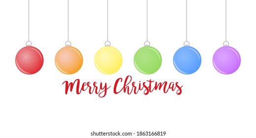 Rainbow Christmas balls isolated on the white background. Vector illustration. EPS 10