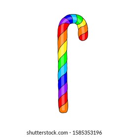 Rainbow Christmas candy. Hand drawn. Isolated on white background.
