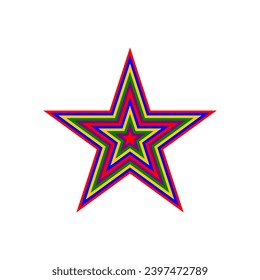 Rainbow Christmas star line icon illustration vector. Star award logo isolated on white background.