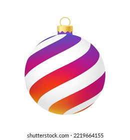 Rainbow Christmas tree toy or ball Volumetric and realistic color illustration
