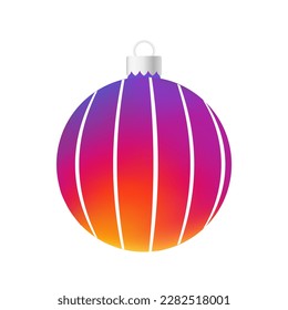 Rainbow Christmas tree toy or ball Volumetric and realistic color illustration