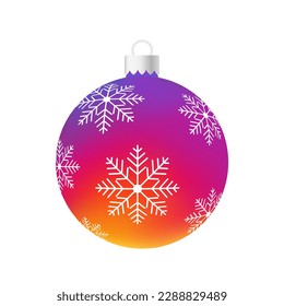 Rainbow Christmas tree toy or ball Volumetric and realistic color illustration