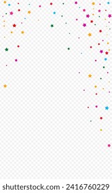 Regenbogen Weihnachten Vektortransparenter Hintergrund Sternvorlage. Feiern Sie die elegante Staubgrenze. Konfetti-Vektorhintergrund-Illustration. Blasshelles Funkelmuster.