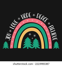 Rainbow Christmas Vector T-shirt Design