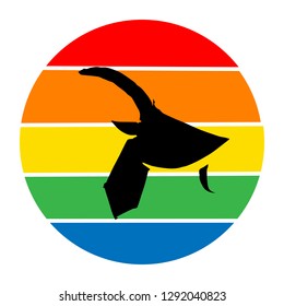 Rainbow Circle with Animal Goat. Flat Line Icon, Sign, Symbol Isolated Background. Graphic Design Abstract Art, Elements, Vector Illustration EPS 10