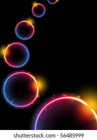 Rainbow Circle Background with Sparkles and Swirls. Editable Vector Illustration