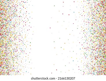 Rainbow Circle Background White Vector. Element Celebration Design. Bright Holiday. Multicolored Polka Fest. Confetti Festival Template.