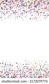 Rainbow Circle Background White Vector. Element Celebrate Texture. Bright Parade. Multicolored Dot Wallpaper. Polka Decoration Frame.
