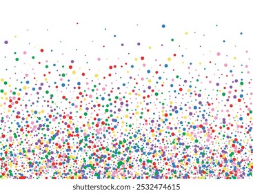 Rainbow Circle Background White Vector. Confetti Congratulation Frame. Multicolored Flying. Bright Element Graphic. Dot Group Texture.