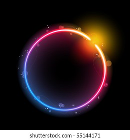 Rainbow Circle Border with Sparkles and Swirls. Editable Vector Illustration