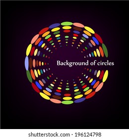 rainbow circle of colored circles background. Vector 