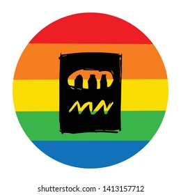 Rainbow Circle with Crayon For School. Flat Line Icon, Sign, Symbol Isolated Background. Graphic Design Abstract Art, Elements, Vector Illustration EPS 10