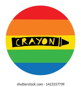 Rainbow Circle with Crayon For School. Flat Line Icon, Sign, Symbol Isolated Background. Graphic Design Abstract Art, Elements, Vector Illustration EPS 10