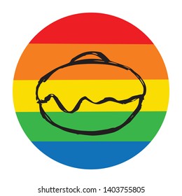 Rainbow Circle with Donut Food. Flat Line Icon, Sign, Symbol Isolated Background. Graphic Design Abstract Art, Elements, Vector Illustration EPS 10