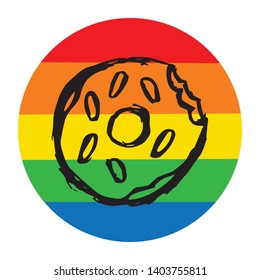 Rainbow Circle with Donut Food. Flat Line Icon, Sign, Symbol Isolated Background. Graphic Design Abstract Art, Elements, Vector Illustration EPS 10