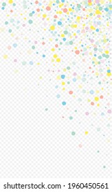 Rainbow Circle Flying Transparent Background. Effect Polka Banner. Invitation Shine Background. Color Splash Festival Illustration.
