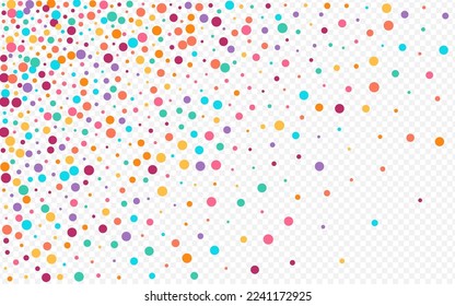Rainbow Circle Flying Vector Transparent Background. Festival Polka Illustration. Carnival Round Postcard. Multicolored Rain Independence Wallpaper.