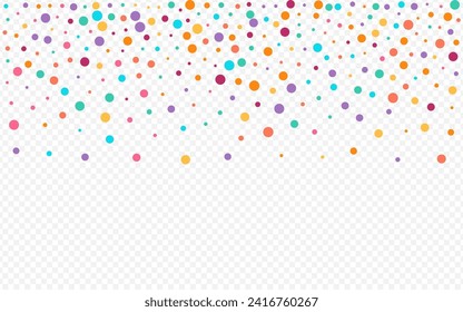 Rainbow Circle Fun Vector Transparent Background. Carnaval Confetti Background. Top Polka Card. Multicolored Round Happy Backdrop.