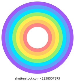 Arcoiris, icono circular sobre un fondo blanco. Logo redondo.  Ilustración vectorial.