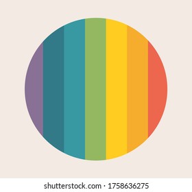 Rainbow Circle Symbol, Retro-Farben. Vektorgrafik.