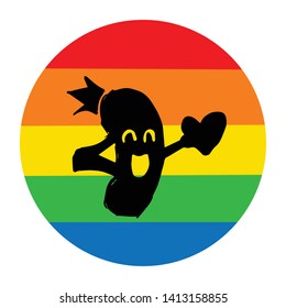 Rainbow Circle with Kidney Human Body Part. Flat Line Icon, Sign, Symbol Isolated Background. Graphic Design Abstract Art, Elements, Vector Illustration EPS 10