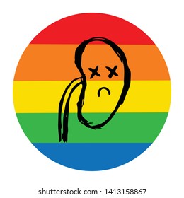 Rainbow Circle with Kidney Human Body Part. Flat Line Icon, Sign, Symbol Isolated Background. Graphic Design Abstract Art, Elements, Vector Illustration EPS 10
