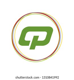 rainbow circle and letter icon
