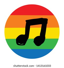Rainbow Circle with Notes. Flat Line Icon, Sign, Symbol Isolated Background. Graphic Design Abstract Art, Elements, Vector Illustration EPS 10