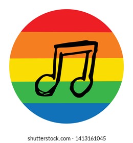 Rainbow Circle with Notes. Flat Line Icon, Sign, Symbol Isolated Background. Graphic Design Abstract Art, Elements, Vector Illustration EPS 10
