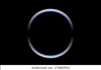 Rainbow circle on black background. Vector realistic flare effect