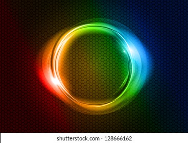 rainbow circle the dark background