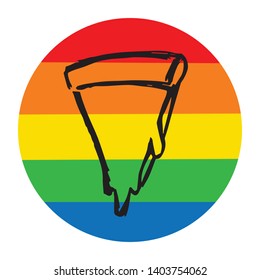 Rainbow Circle with Pizza Food. Flat Line Icon, Sign, Symbol Isolated Background. Graphic Design Abstract Art, Elements, Vector Illustration EPS 10 