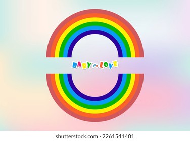 Rainbow circle with space for text, kids and family love concept banner design on pastel background, Vector Illustration