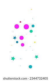 Rainbow Circle and Star Invitation Vector White Background. Celebrate Starfall Wallpaper. Fun Dust Postcard. Falling Shine Top Backdrop.