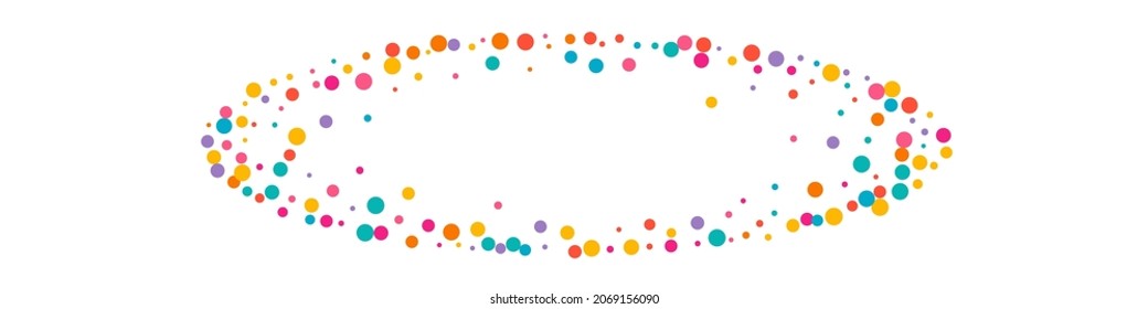 Rainbow Circle Transparent Vector Panoramic Background. Fun Round Card. Decoration Shine Invitation. Color Confetti Invitation Illustration.