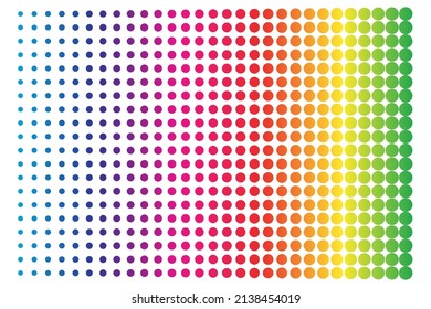 Rainbow circles, gradient halftone on the white background. Vector illustration.