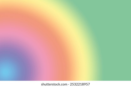Círculos del arco iris sobre un fondo verde