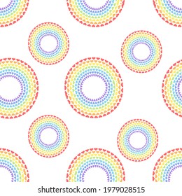 Rainbow circles Pattern for fabrics. Oriental motifs. Ethnic pattern. Seamless background.