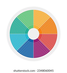 Rainbow circular color spectrum vector design element. Abstract customizable symbol for infographic with blank copy space. Editable shape for instructional graphics. Visual data presentation component