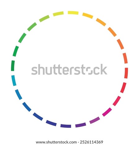 Rainbow. A circular frame of rainbow colours divided into segments. Target object. Position in the centre. For text selection.