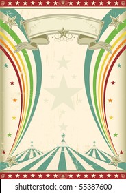 rainbow circus vintage poster. A retro circus background for a poster with two rainbows.  	