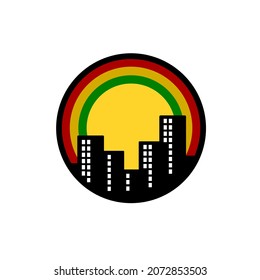 Rainbow city becomes a picture of a beautiful, peaceful and colorful place. A design that has broad meaning and is described in a simple but attractive way.