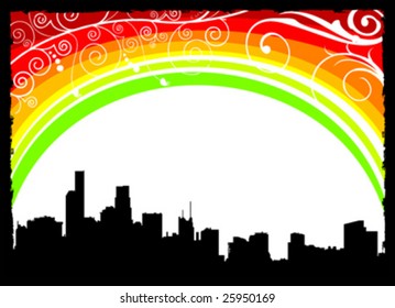 rainbow city vector