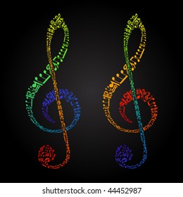 rainbow clefs from sheet music symbols