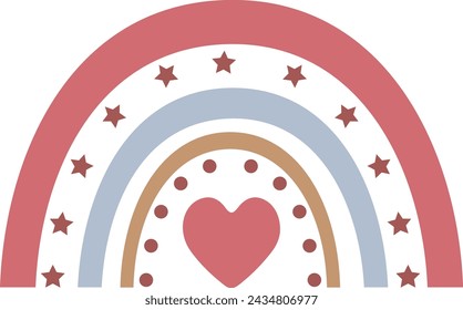 Diseño del arte del clip del arco iris en el fondo aislado blanco liso transparente para la tarjeta, camisa, sudadera, sudadera, ropa, etiqueta, taza, icono, póster o insignia