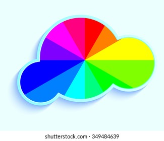 a rainbow in the cloud with bright colors
