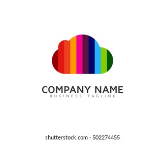 Rainbow Cloud Colorful Logo Design Template