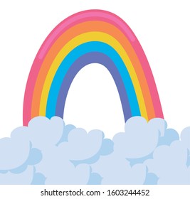 Rainbow and cloud design, Sky abstract weather fairytale nature decoration summer and fantasy theme Vector illustration