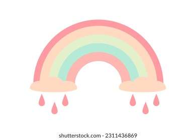 rainbow cloud drop pastel baby nursery illustration
